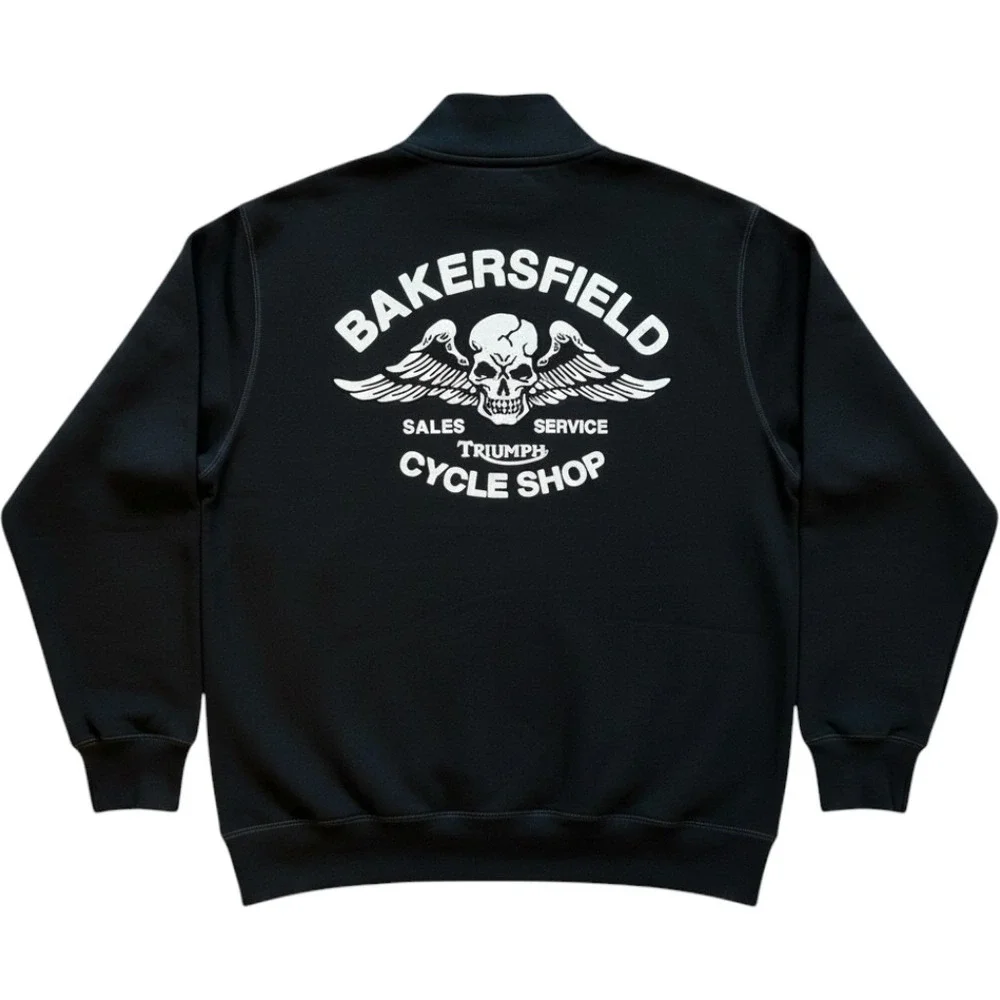 Lucky Brand Triumph Bakersfield Cycle Shop Full Zip Sweatshirt Mens XXL Black